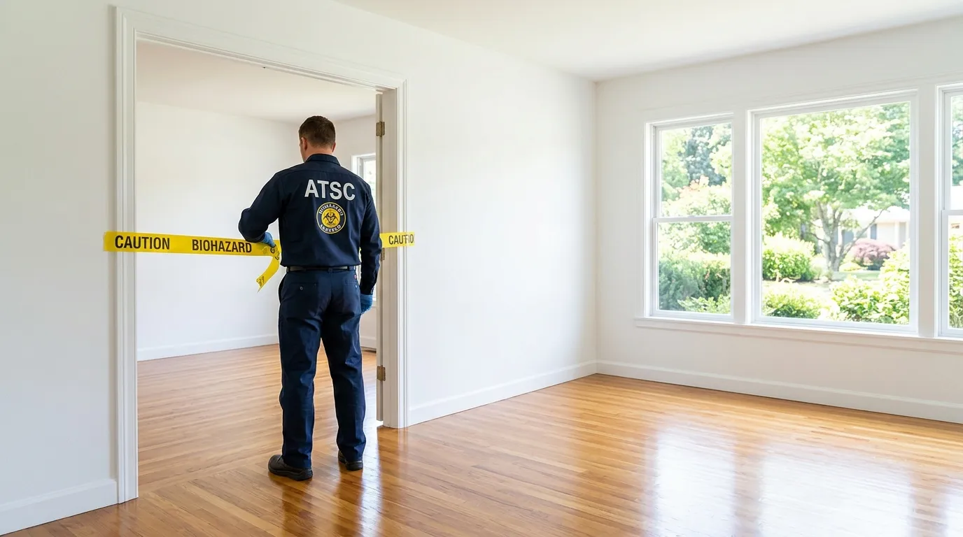 Certified biohazard cleanup crew performing Decomposition Cleanup in Medina